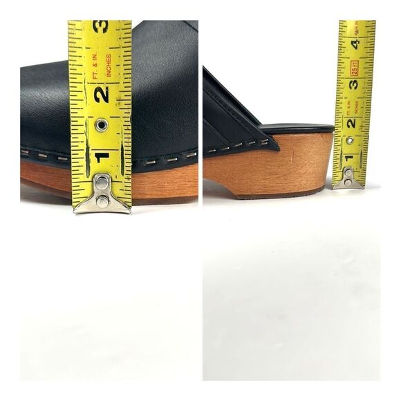 M. Gemi Black Leather Mules with Gold Accent - Picture 15 of 16